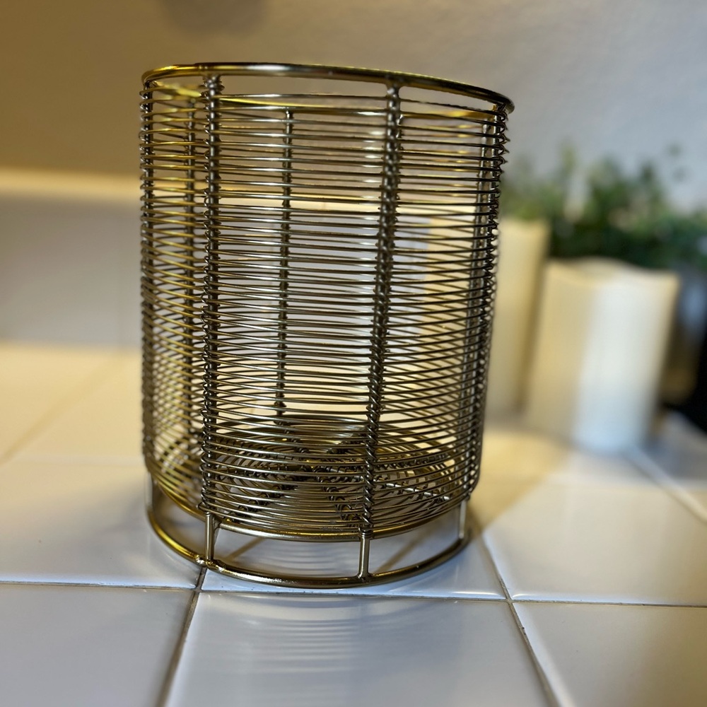 Gold Metal Plant & Utensil Holder
